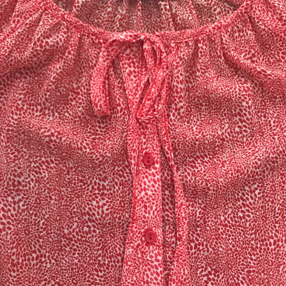 Olivia Moon Coral & White Peasant Top